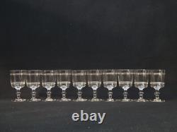 Baccarat 10 Anciens Verres À Vin Cristal Gravé Modèle Cylindrique Filets H 10,5
