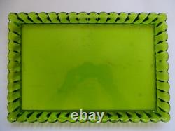 Baccarat 1 Ancien Plateau De Service Cristal 19 Eme Modele A Moulure Vert Mousse