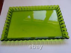 Baccarat 1 Ancien Plateau De Service Cristal 19 Eme Modele A Moulure Vert Mousse