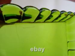 Baccarat 1 Ancien Plateau De Service Cristal 19 Eme Modele A Moulure Vert Mousse