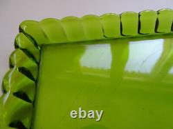 Baccarat 1 Ancien Plateau De Service Cristal 19 Eme Modele A Moulure Vert Mousse
