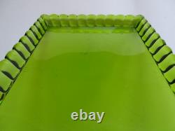 Baccarat 1 Ancien Plateau De Service Cristal 19 Eme Modele A Moulure Vert Mousse