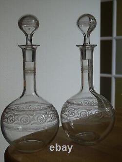 Baccarat 2 Anciennes Carafes A Liqueur Cristal Modele Athenienne