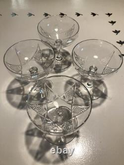 Baccarat 4 Anciennes Coupes À Champagne Cristal Modèle Epron