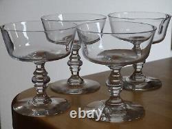 Baccarat 4 Anciennes Coupes A Champagne Service Unis Cristal Double Balustre