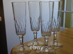 Baccarat 4 Anciennes Flutes A Champagne Cristal Modele Richelieu