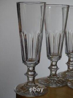 Baccarat 4 Anciennes Flutes A Champagne En Cristal Cotes Plates 19 Eme