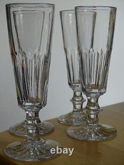 Baccarat 4 Anciennes Flutes A Champagne En Cristal Cotes Plates 19 Eme