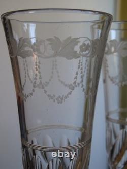 Baccarat 4 Anciennes Flutes Champagne Cristal Tailer Graver Style Niii 19 Eme