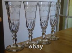 Baccarat 4 Anciennes Flutes Champagne Cristal Tailer Graver Style Niii 19 Eme