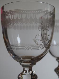 Baccarat 4 Anciens Verres Aperitif Cristal Monogramme Empire 10,5 CM 19 Eme