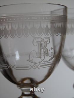 Baccarat 4 Anciens Verres Aperitif Cristal Monogramme Empire 10,5 CM 19 Eme