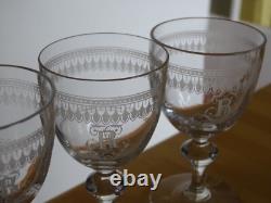 Baccarat 4 Anciens Verres Aperitif Cristal Monogramme Empire 10,5 CM 19 Eme