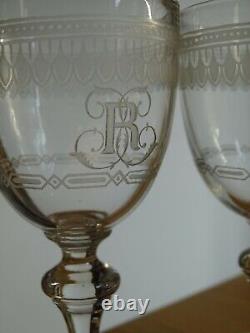 Baccarat 4 Anciens Verres Aperitif Cristal Monogramme Empire 10 CM 19 Eme Siecle