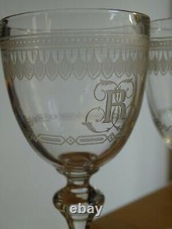 Baccarat 4 Anciens Verres Aperitif Cristal Monogramme Empire 10 CM 19 Eme Siecle