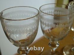 Baccarat 4 Anciens Verres Aperitif Cristal Monogramme Empire 10 CM 19 Eme Siecle