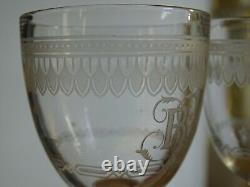Baccarat 4 Anciens Verres Aperitif Cristal Monogramme Empire 10 CM 19 Eme Siecle