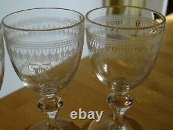 Baccarat 4 Anciens Verres Aperitif Cristal Monogramme Empire 10 CM 19 Eme Siecle
