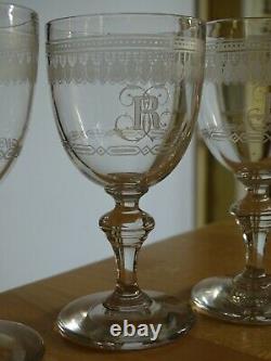 Baccarat 4 Anciens Verres Aperitif Cristal Monogramme Empire 10 CM 19 Eme Siecle