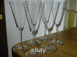 Baccarat 6 Anciennes Flutes A Champagne Fin Cristal Ligne Sobre Circa 1950