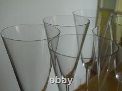 Baccarat 6 Anciennes Flutes A Champagne Fin Cristal Ligne Sobre Circa 1950