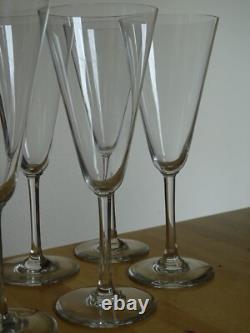 Baccarat 6 Anciennes Flutes A Champagne Fin Cristal Ligne Sobre Circa 1950