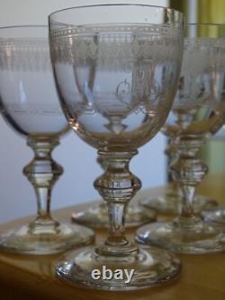 Baccarat 6 Anciens Verres Aperitif Cristal Monogramme Empire 10,5 CM 19 Eme S