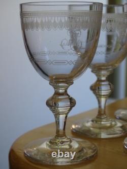 Baccarat 6 Anciens Verres Aperitif Cristal Monogramme Empire 10,5 CM 19 Eme S
