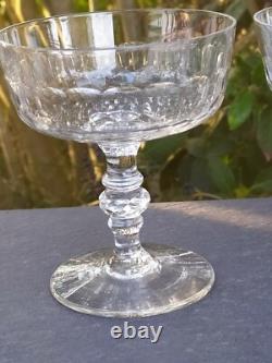 Baccarat 6 Coupes à Champagne en Cristal Taillé XIXeme, Anciennes