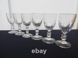Baccarat 6 anciens verres a vin blanc /porto en cristal, modèle Gondole 1903