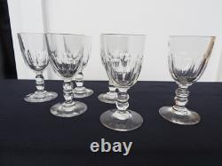 Baccarat 6 anciens verres a vin blanc /porto en cristal, modèle Gondole 1903