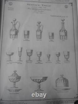 Baccarat 6 anciens verres a vin blanc /porto en cristal, modèle Gondole 1903