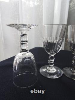 Baccarat 6 anciens verres a vin blanc /porto en cristal, modèle Gondole 1903