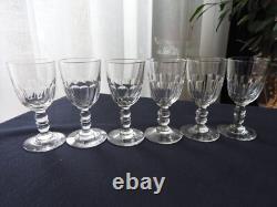 Baccarat 6 anciens verres a vin blanc /porto en cristal, modèle Gondole 1903