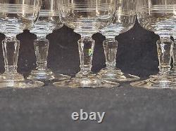 Baccarat 7 Anciens Verre À Vin En Cristal Gravé Modèle Cylindrique Filets H 11,2