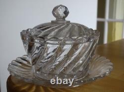 Baccarat Ancien Beurrier Confiturier Cristal Mouler Modele Bambou Signer