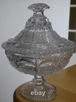 Baccarat Ancien Pot Compotier Ou Drageoir Cristal Mouler Modele Marabout 1840