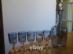 Baccarat Ancien Service A Liqueur En Cristal Modele Emailler Et Iriser 1900