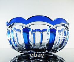 Baccarat Ancienne Grand Coupe Saladier Cristal Taille Double Couleur Bleu Cobalt