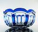 Baccarat Ancienne Grand Coupe Saladier Cristal Taille Double Couleur Bleu Cobalt