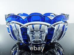 Baccarat Ancienne Grand Coupe Saladier Cristal Taille Double Couleur Bleu Cobalt