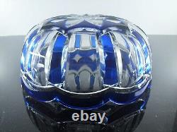 Baccarat Ancienne Grand Coupe Saladier Cristal Taille Double Couleur Bleu Cobalt