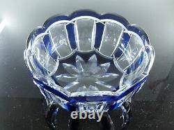 Baccarat Ancienne Grand Coupe Saladier Cristal Taille Double Couleur Bleu Cobalt