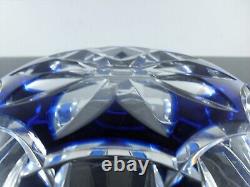 Baccarat Ancienne Grand Coupe Saladier Cristal Taille Double Couleur Bleu Cobalt