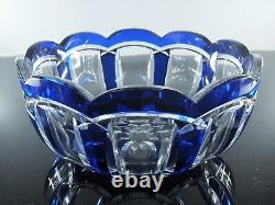 Baccarat Ancienne Grand Coupe Saladier Cristal Taille Double Couleur Bleu Cobalt