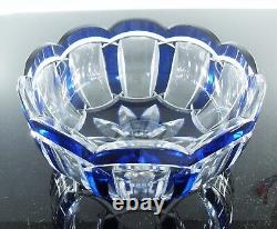 Baccarat Ancienne Grand Coupe Saladier Cristal Taille Double Couleur Bleu Cobalt