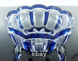 Baccarat Ancienne Grand Coupe Saladier Cristal Taille Double Couleur Bleu Cobalt