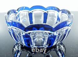 Baccarat Ancienne Grand Coupe Saladier Cristal Taille Double Couleur Bleu Cobalt