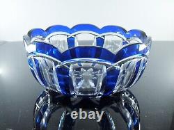 Baccarat Ancienne Grand Coupe Saladier Cristal Taille Double Couleur Bleu Cobalt