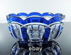 Baccarat Ancienne Grand Coupe Saladier Cristal Taille Double Couleur Bleu Cobalt